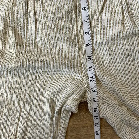 Free People See You Again Smocked Pull on Pants M Cream Striped - Picture 8 of 9